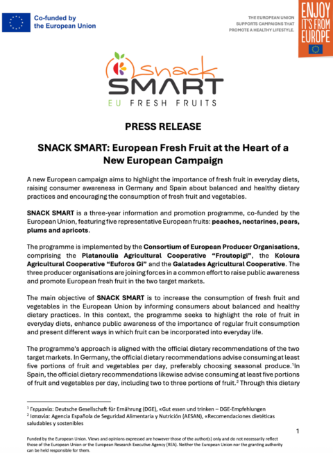 Snack Smart – EU fresh fruits – Press release